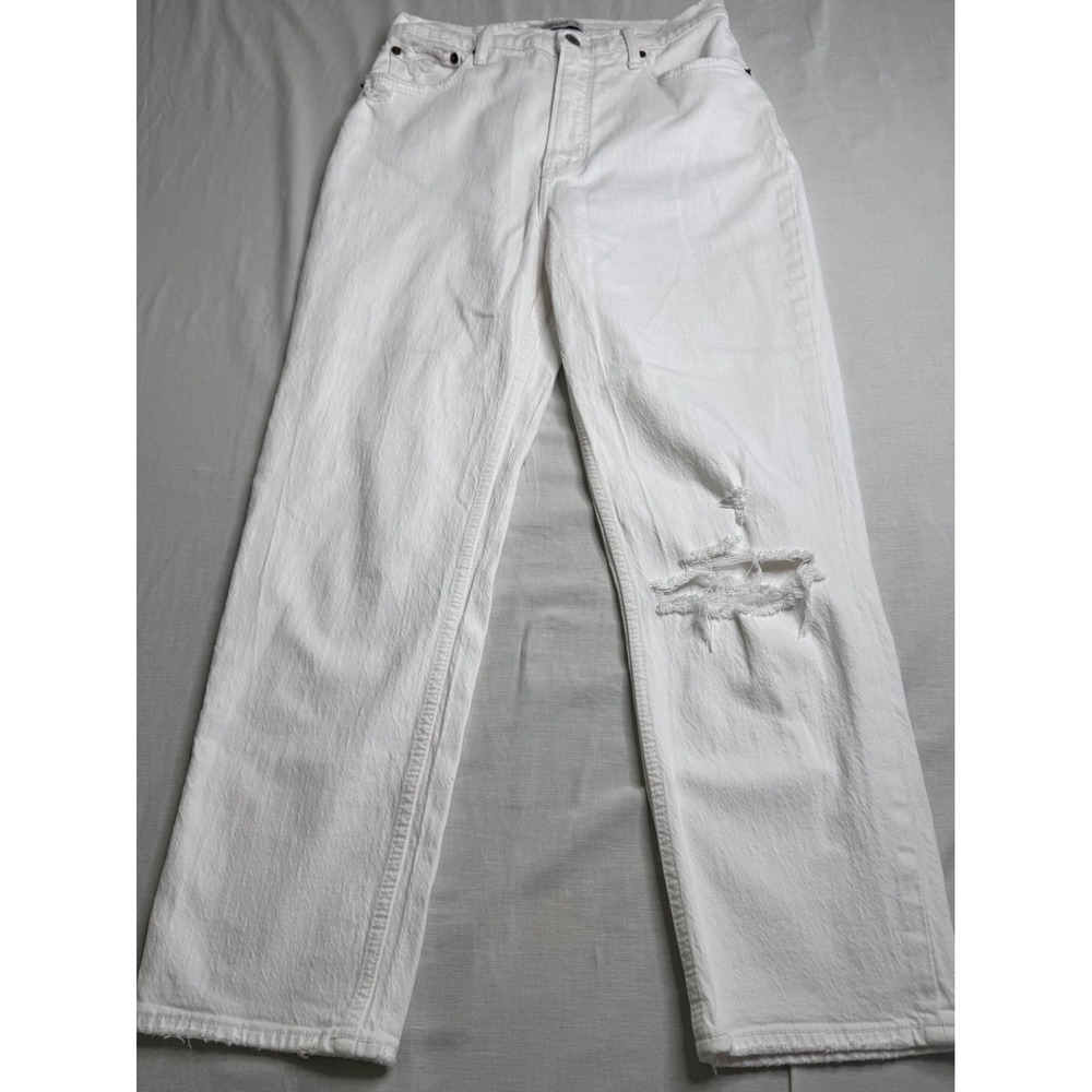 Abercrombie & Fitch Curve Love Ultra High Rise Ankle Straight Jeans White 29 8L